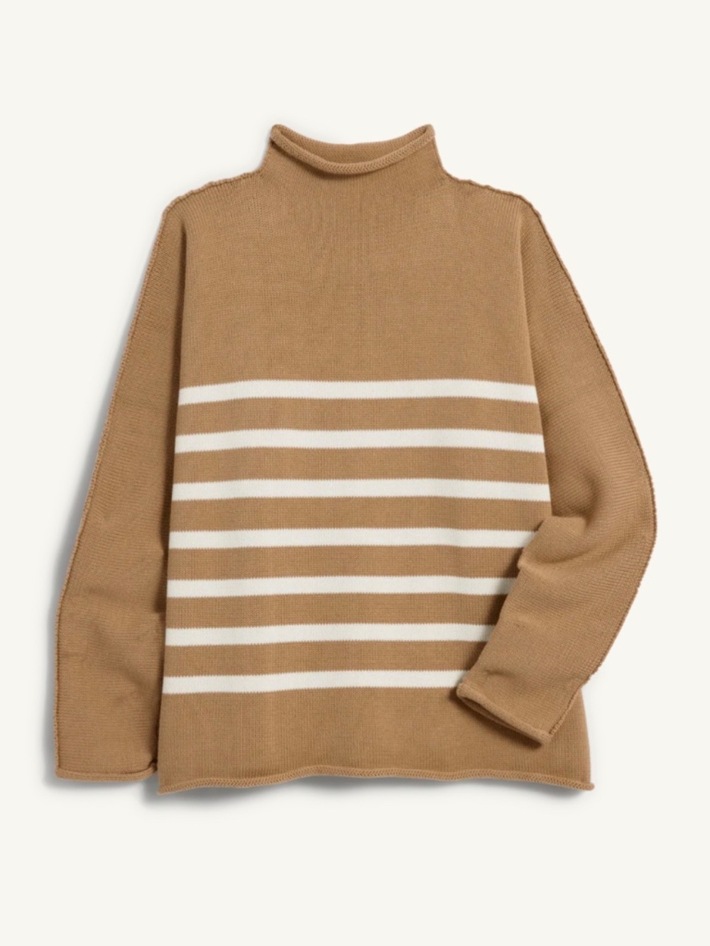 NEW Frank & Eileen Monterey Cotton Sweater in Camel Cream Stripe, Medium - Picture 10 of 10